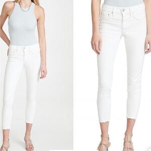 Moussy Vintage White Burnside Ankle Cropped Skinny Jean Size 26